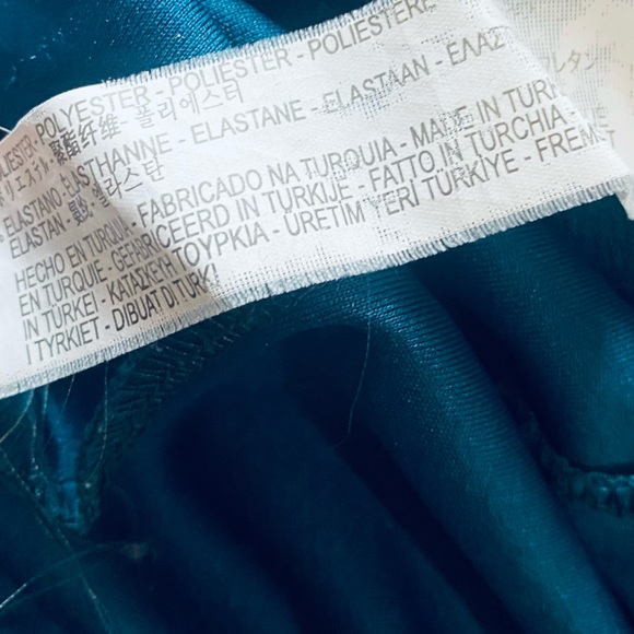 Women’s Small Dress Zara Teal Long Flare Sleeves Soft Textured U Neck - Picture 11 of 12